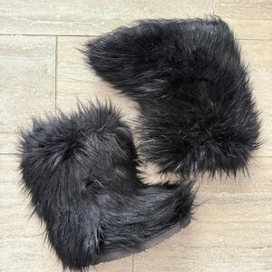 Y2K Faux Fur Rave Boots Black goth emo Grunge punk EU 44 Men US 10.5 Women 13.5